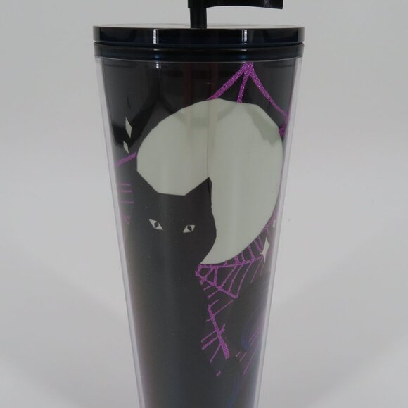 Starbucks 2021 Glow in the Dark Black Cat Moon Halloween Tumbler 24 Oz NEW NWT - Picture 2 of 10